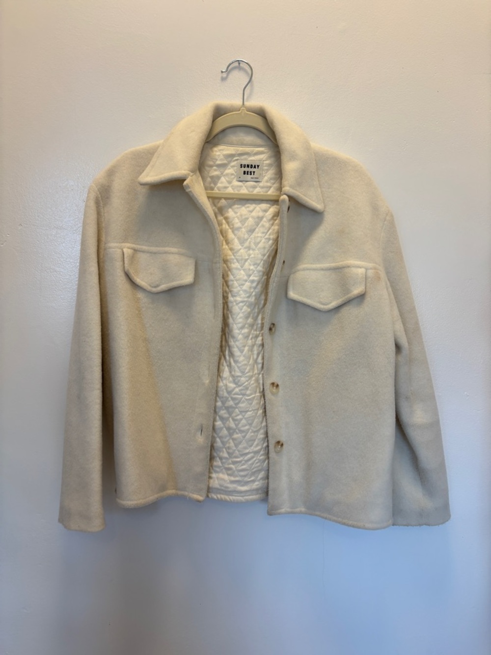 Aritzia Sunday Best Women's Cream Quilted-Lined Jacket